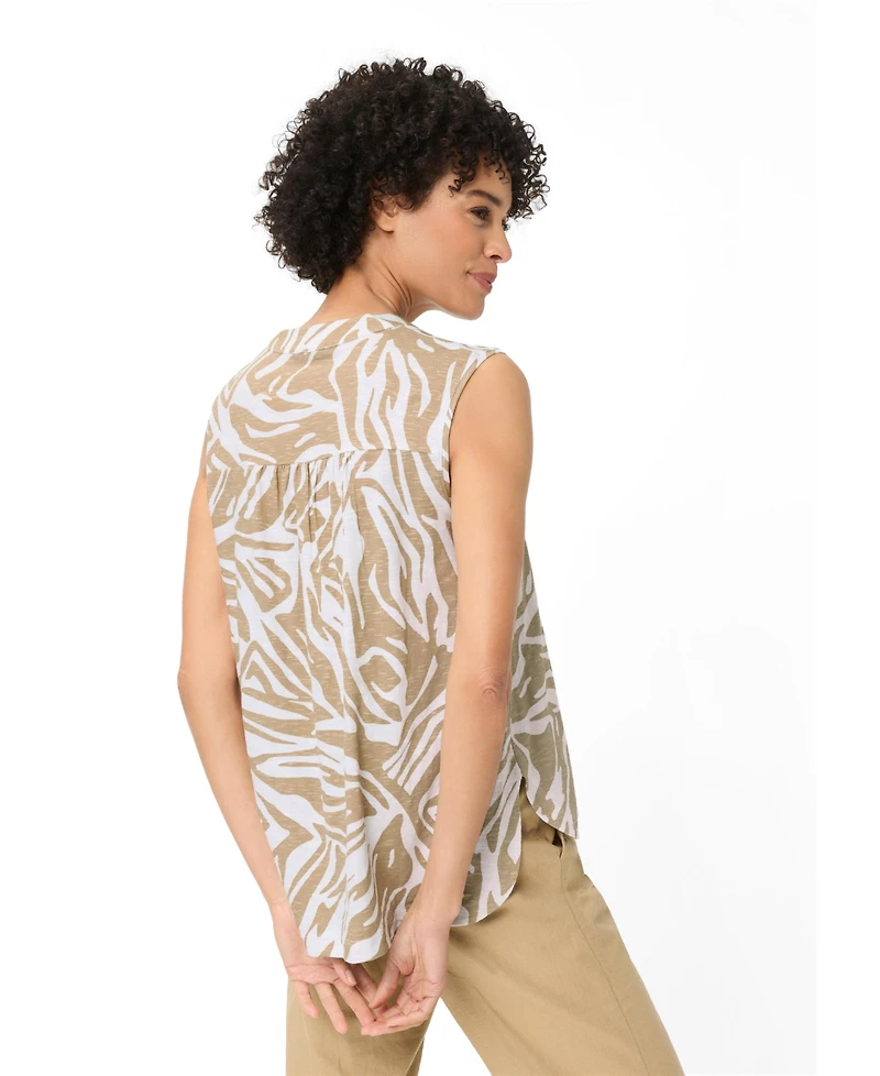 Olsen Women's Sleeveless Neo Zebra V-Neck Shell