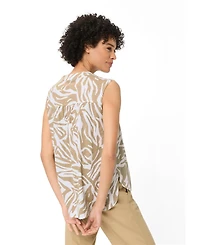 Olsen Women's Sleeveless Neo Zebra V-Neck Shell