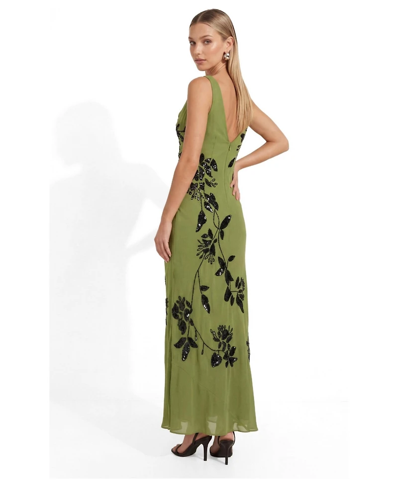 Nasty Gal Women's Cowl Embellished Ruched Side Maxi Dress