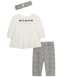 Little Me Baby Girls' Leopard Tunic Top, Leggings and Headband, 3-Piece Set