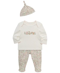 Little Me Baby Girls' Woodland Lap-Shoulder Top, Pants and Hat, 3-Piece Set