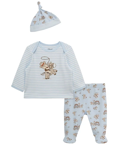 Little Me Baby Boys' Western Lap Shoulder T-Shirt, Pants and Hat, 3-Piece Set