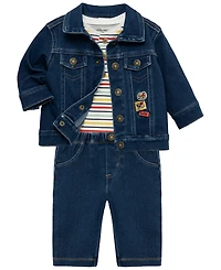 Little Me Baby Boys' Construction Crew Bodysuit, Jacket and Pants, 3-Piece Set