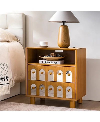 Clihome Modern Nightstands, 2 Drawers Bedside Table End Table