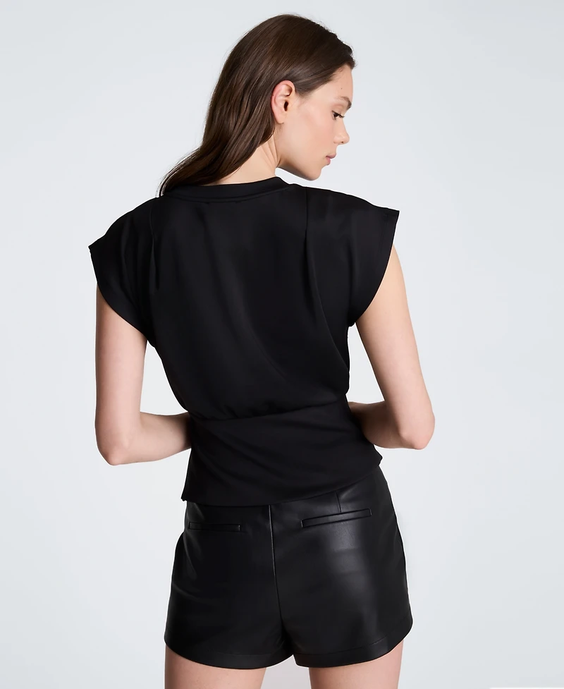 Kenneth Cole Women's Crewneck Side-Cutout Cropped Sweater