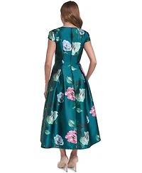 Eliza J Petite Square Neck Cap Sleeve Midi Dress