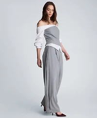 Kenneth Cole Women's High-Rise Accordion Side-Pleat Wide-Leg Pants, Regular And Plus