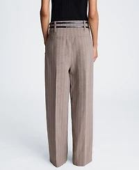 Kenneth Cole Women's High-Rise Double-Belt Pleated Wide-Leg Pants