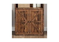 homfan 71.4" Tall Farmhouse 6-Tier Bookcase with Sliding Barn Doors and Adjustable Shelves, Storage Cabinet for Bedroom, Living Room, Office