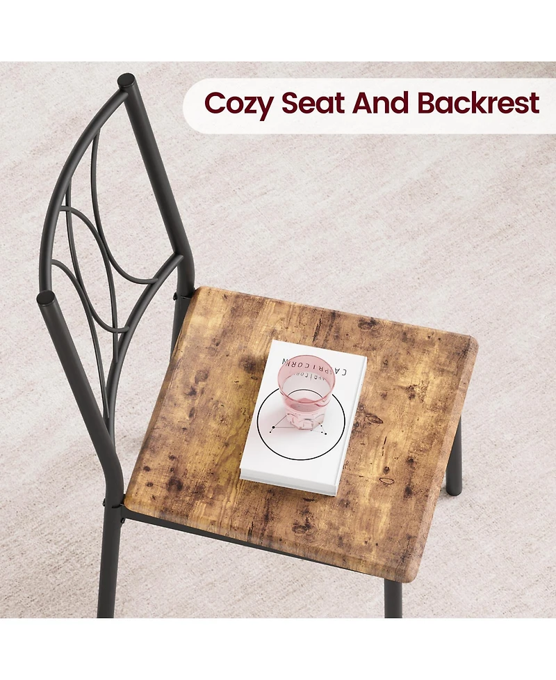 homfan Engineered Wood and Steel Dining Set, Ergonomic Padded Chairs, Space-Saving Easy-Clean Home Kitchen Furniture