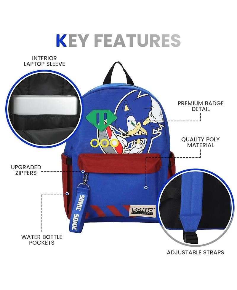 Sonic The Hedgehog Sonic Character Art 16.5 Inch Adult Backpack