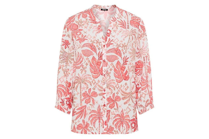 Olsen Women's Ornamental Botanic Print Tunic Shirt