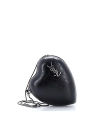 Pre-Owned Saint Laurent Love Heart Chain Box Clutch Embossed Leather