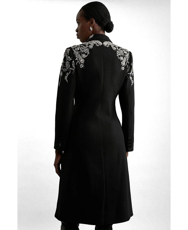 Karen Millen Women's Tailored Wool Double Breasted Midi Coat