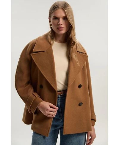 Karen Millen Women's Brushed Wool Double Breasted Short Coat