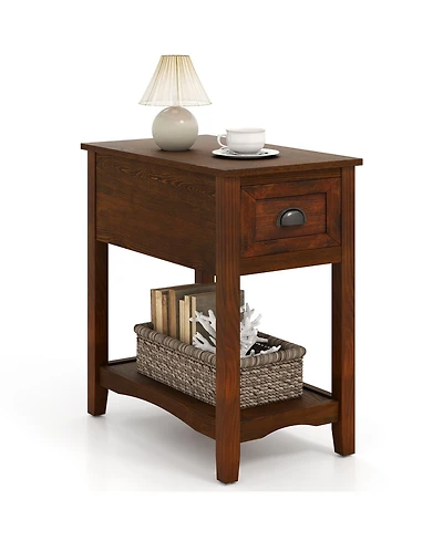 Gymax Contemporary Chair Side End Table Compact Table with Drawer Nightstand