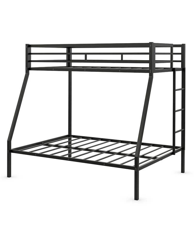 Slickblue Twin Over Full Bunk Bed Frame with Safety Rail and Ladder Design
