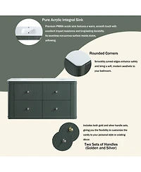 Sillysis 30" Wall-Mounted Bathroom Vanity with Acrylic Sink, Soft Close Drawers, Striped Cabinet, Two Handle Options
