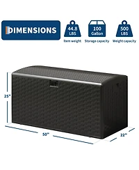 homfan 99 Gallon Lockable Waterproof Outdoor Storage Box - Durable Resin Deck for Patio, Lawn, Garden Large Capacity, Uv-Resistant Bin