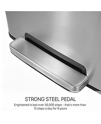 Mega Casa 13 Gal./50 Liter Rectangular Stainless-Steel-Made Matt White Step-on Trash Can for Kitchen