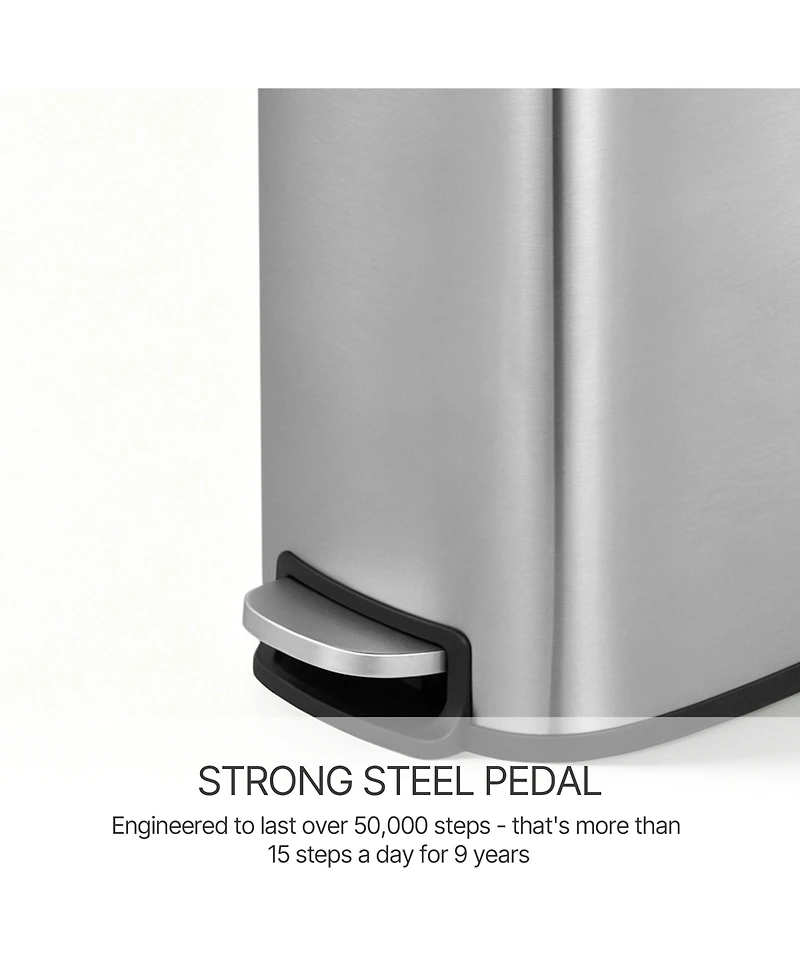Mega Casa 13 Gal./50 Liter Slim Stainless Steel Step-on Trash Can for Kitchen
