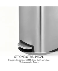 Mega Casa 13 Gal./50 Liter Slim Stainless Steel Step-on Trash Can for Kitchen