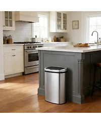 Mega Casa 13 Gal /50 Liter Stainless Steel Motion Sensor Silent Soft-Close Lid Trash Can for Kitchen, Office
