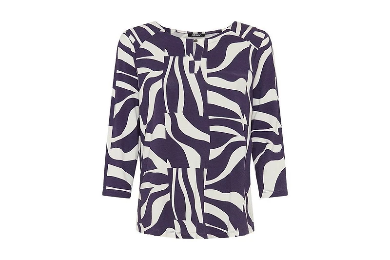 Olsen Women's Zebra Splice Print Keyhole T-Shirt