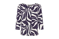 Olsen Women's Zebra Splice Print Keyhole T-Shirt