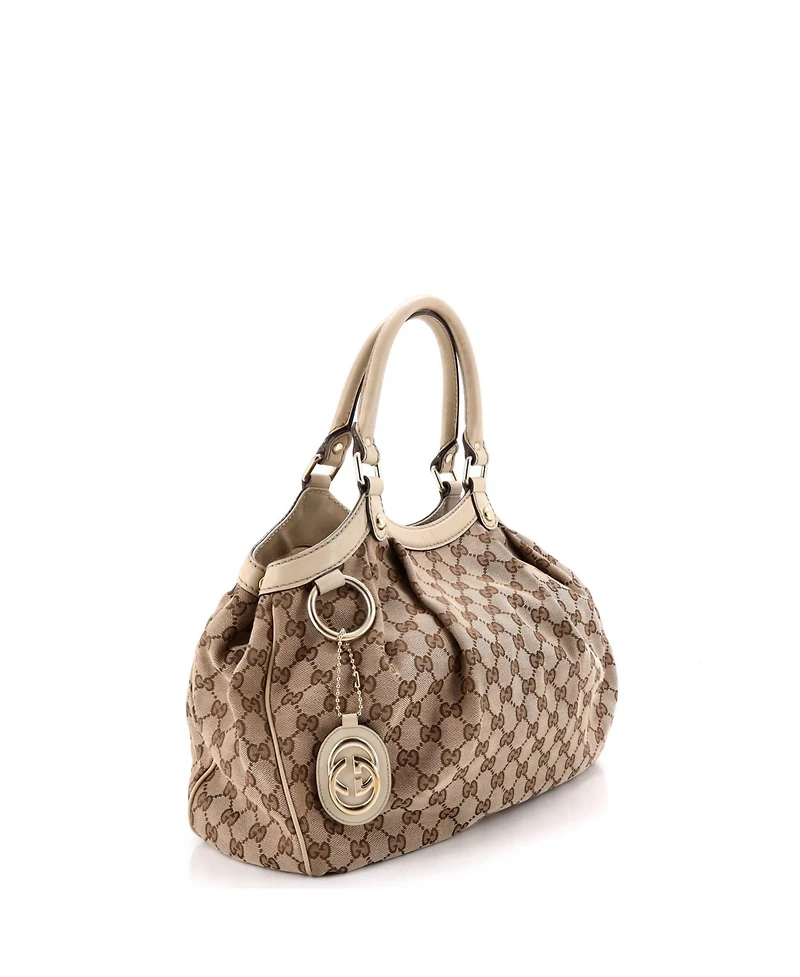 Pre-Owned Gucci Medium Sukey Tote Gg Canvas with Leather