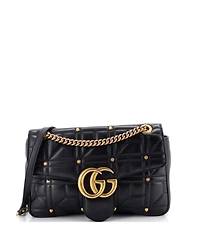 Pre-Owned Gucci Medium Gg Marmont Flap Bag Studded Matelasse Leather