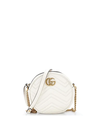 Pre-Owned Gucci Mini Gg Marmont Round Shoulder Bag Matelasse Leather
