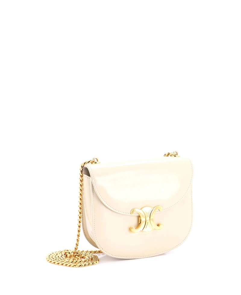 Pre-Owned Celine Triomphe Besace Clea Chain Flap Bag Leather