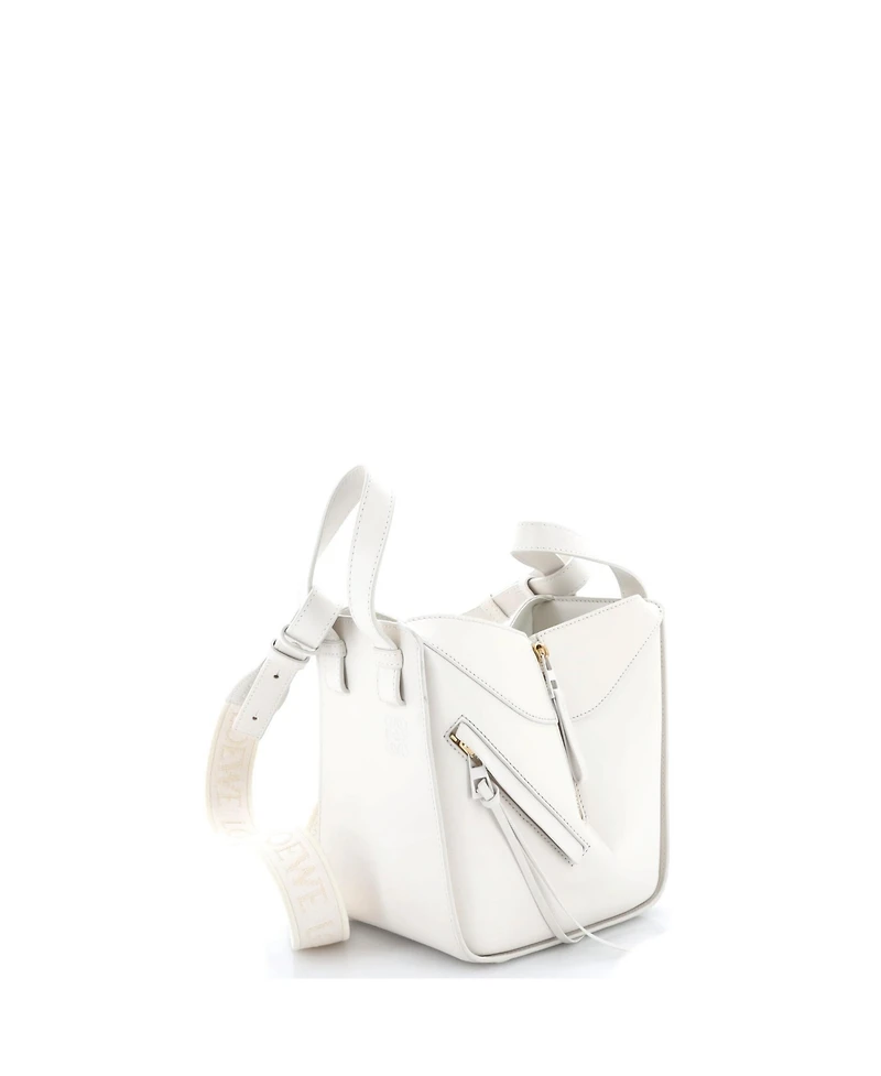 Pre-Owned Loewe Compact Monochrome Hammock Bag Leather with Logo Jacquard Strap