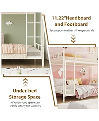 homfan Twin Over Bunk Bed for Kids, Heavy Duty Metal Frame with Safety Guardrail and Ladder, 400 Lbs Capacity, Space-Saving Design