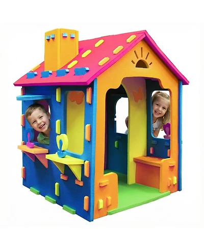 Mecale Indoor Eva Foam Cottage Playhouse with Roof, Chimney, and Windows, Age 18+ Months