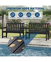 Gaomon Heavy Duty All-Weather Poly Lumber Outdoor Bench for 2, 800lb Capacity Durable Garden and Patio Seating Ideal Lawn, Backyard