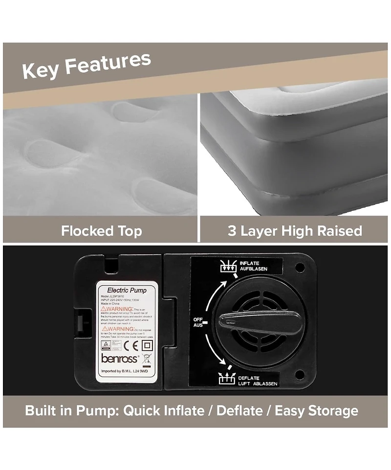 Cowin Inflatable Mattress Queen Air Mattress with Built-in Pump 18" Blow up Mattress Portable Air Bed for Home Guest Camping