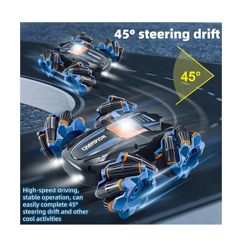 Cowin 4WD Rc Stunt Car with Lights 360degree(s) Spins Remote Control Toy for Boys Girls Kids