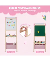 Mecale 3-in-1 Double-Sided Adjustable Kids Easel with Storage Bag, Age 3-8