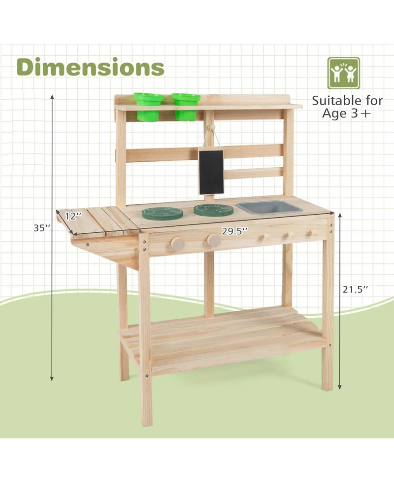 Slickblue Kids Wooden Kitchen Playset with Stoves for Imaginative Role Play Fun