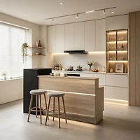 Logicfox Front Desk Reception Counter with 2 Locking Drawers Open Shelving
