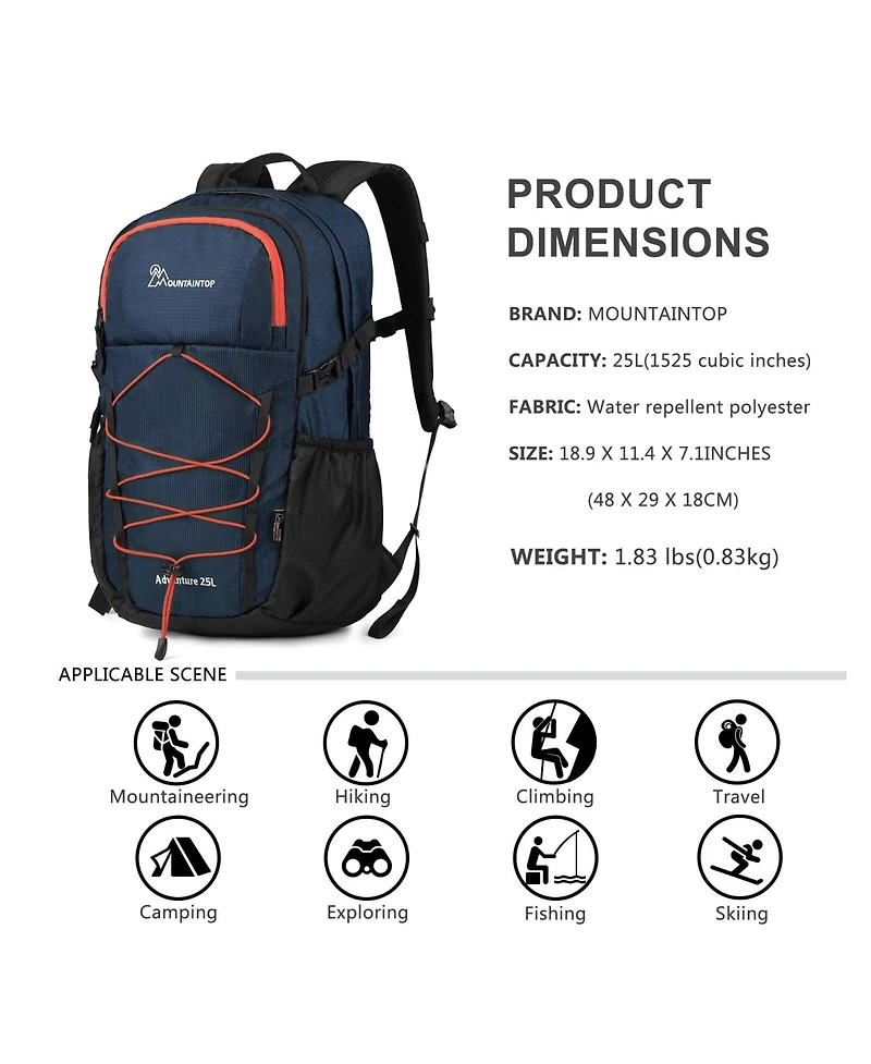 Mountaintop Hiking Backpack 25 Liter Camping Backpack Men Women Hiking Daypack Lightweight Travel Backpack for Climbing