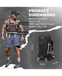 Mountaintop 50 Liter Internal Frame Hiking Backpack with Rain Cover Outdoor Camping Backpack for Men Women