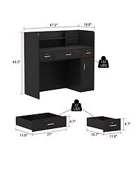 Homsee Office Desk with Bookshelf and 3 Drawers, Single Writing Computer Desk with Storage Shelves, Workstation for Home Office