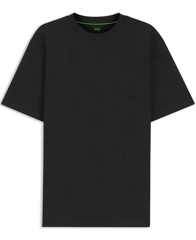 Boss by Hugo Men's 3D-Jacquard Pattern Cotton T-Shirt