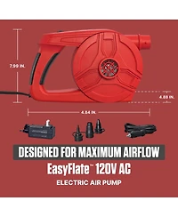 Coleman EasyFlate 120V Ac Electric Air Pump, Plug-In Inflator with 3 Adapters