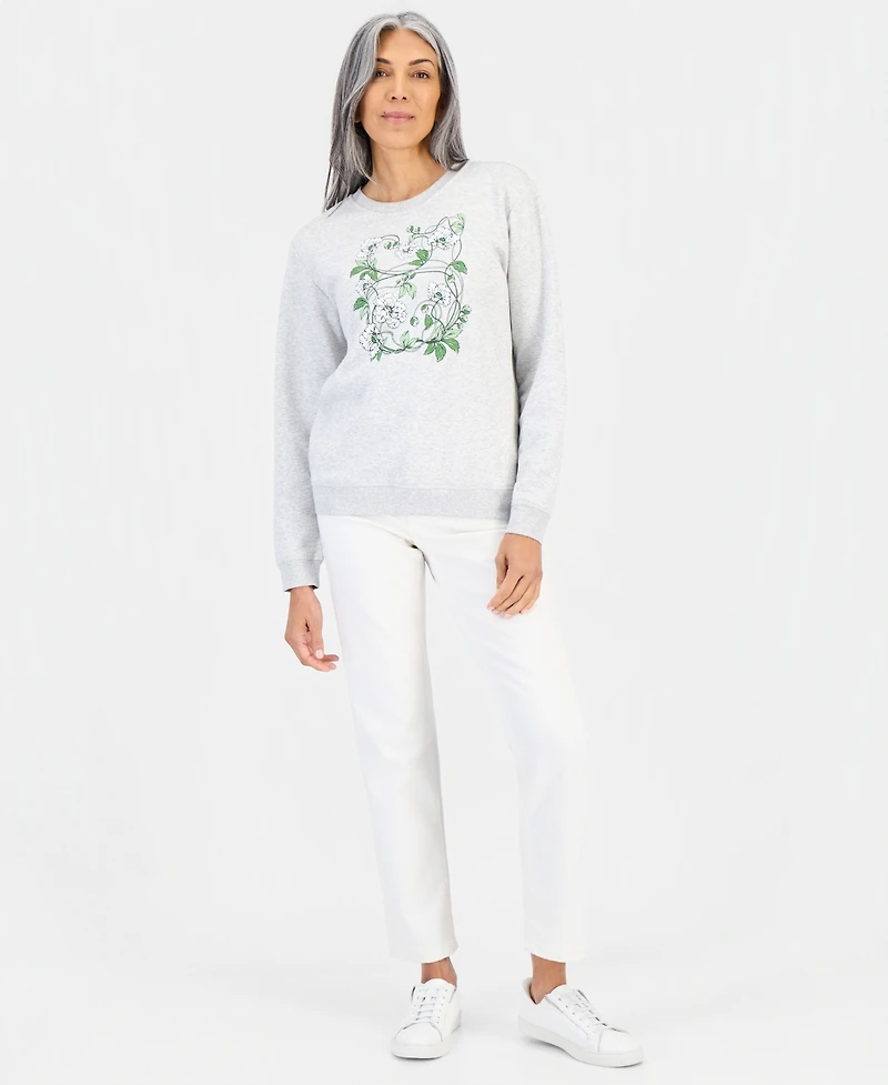 Style & Co Women's Winding Floral Fleece Long-Sleeve Graphic Sweatshirt, Macy's Exclusive
