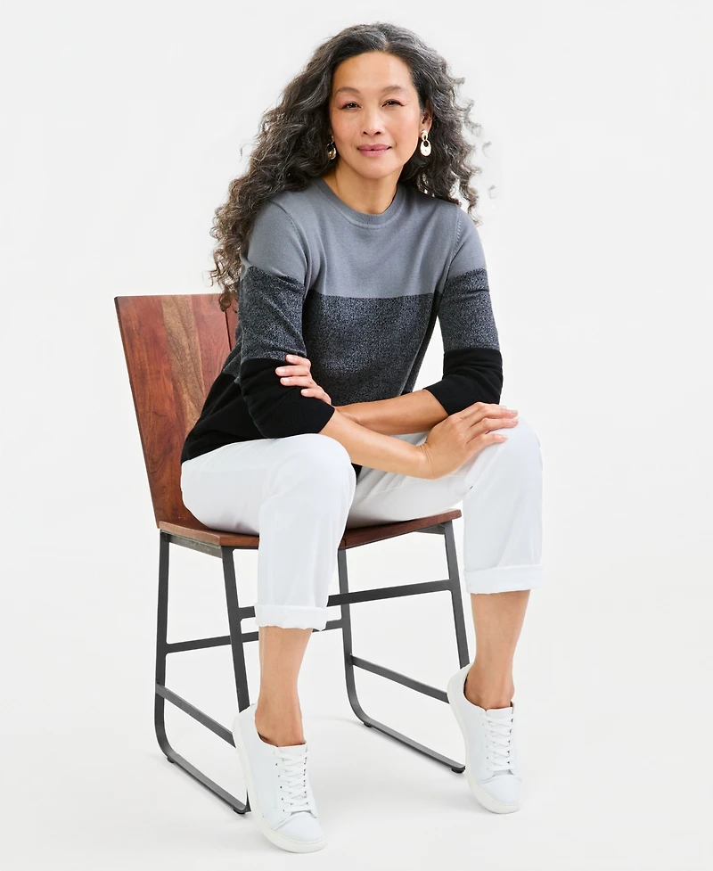 Style & Co Petite Crewneck Cotton Sweater, Macy's Exclusive