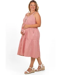 Pinkblush Plus Red Striped Tiered Overall Dress
